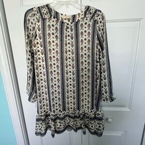 Hayden Girls Blue and Cream Patterned Tunic Dress